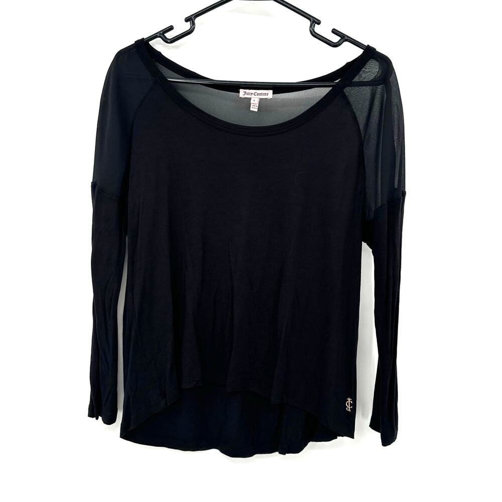 Juicy Couture Size‎ Small Long Sleeve Black Top Shirt Blouse Semi Sheer Upper